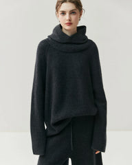 Cashmere Wool Knit Hooded Pullover and Pants Set