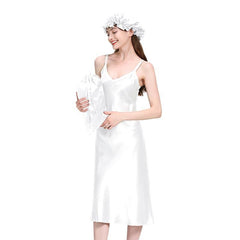 Women 22 Momme Long Silk Nightgown Ivory