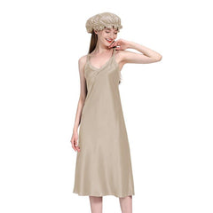 Women 22 Momme Long Silk Nightgown Champagne