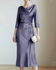 30Momme Silk Cowl Neck Dress
