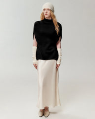 100% Cashmere Cap-Sleeve Mock Neck Loose Vest