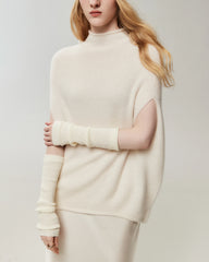 100% Cashmere Cap-Sleeve Mock Neck Loose Vest