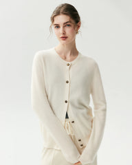 100% Cashmere Classic Crewneck Cardigan