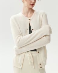 100% Cashmere Classic Crewneck Cardigan