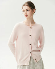 100% Cashmere Classic Crewneck Cardigan
