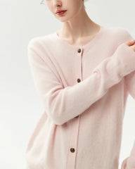 100% Cashmere Classic Crewneck Cardigan