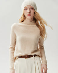 100% Cashmere Classic Stand Collar Pullover