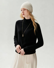 100% Cashmere Classic Stand Collar Pullover