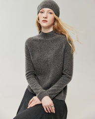 100% Cashmere Classic Stand Collar Pullover