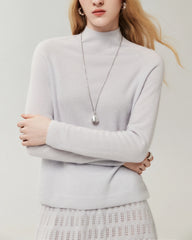 100% Cashmere Classic Stand Collar Pullover
