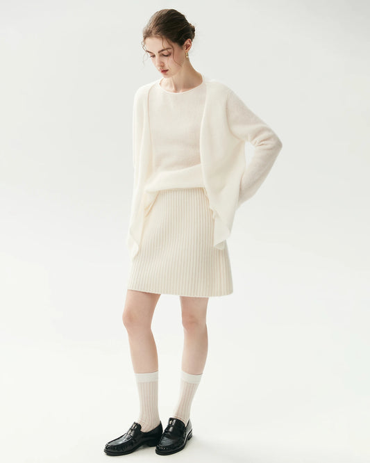 100% Cashmere Faux Two-Piece Layered Sweater