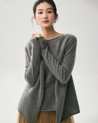 100% Cashmere Faux Two-Piece Layered Sweater