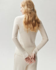 100% Cashmere Fitted Crewneck Knit Top