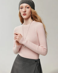 100% Cashmere Fitted Crewneck Knit Top