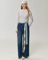 100% Cashmere Fitted Crewneck Knit Top