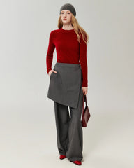 100% Cashmere Fitted Crewneck Knit Top