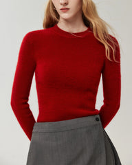 100% Cashmere Fitted Crewneck Knit Top
