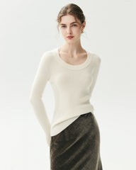 100% Cashmere Fitted Scoop Neck Sweater