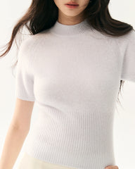 100% Cashmere Fitted Short Sleeve Sweater