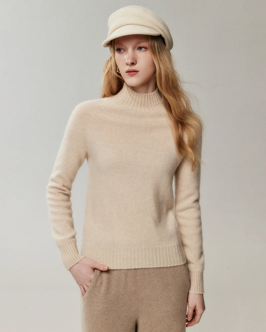 100% Cashmere Funnel Neck Knit Pullover