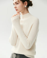 100% Cashmere Funnel Neck Knit Pullover