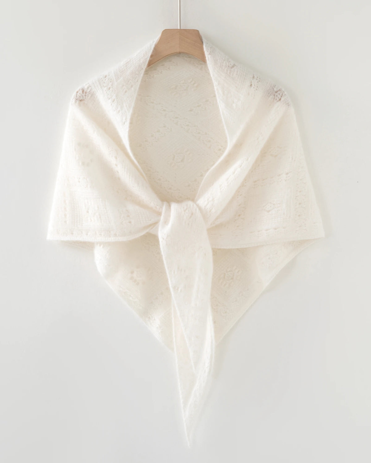 100% Cashmere Pointelle Triangle Knit Shawl