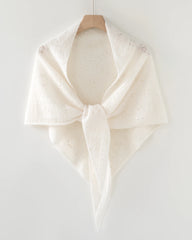 100% Cashmere Pointelle Triangle Knit Shawl