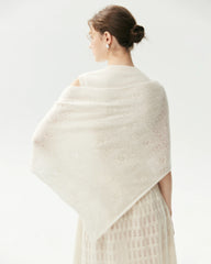 100% Cashmere Pointelle Triangle Knit Shawl