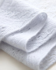 100% Cashmere Pointelle Triangle Knit Shawl
