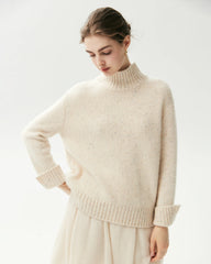 100% Cashmere Relaxed Mock Neck Sweater