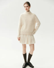 100% Cashmere Relaxed Mock Neck Sweater