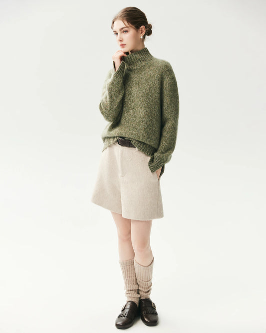 100% Cashmere Relaxed Mock Neck Sweater