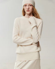100% Cashmere Relaxed Ribbed Crewneck Sweater