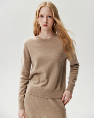 100% Cashmere Ribbed Crew Neck Pullover
