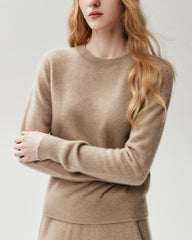 100% Cashmere Ribbed Crew Neck Pullover