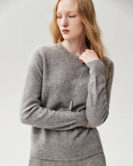 100% Cashmere Ribbed Crew Neck Pullover