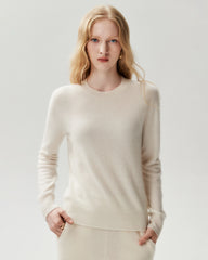 100% Cashmere Ribbed Crew Neck Pullover