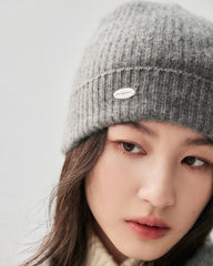 100% Cashmere Ribbed Cuffed Knit Beanie