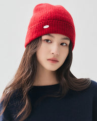 100% Cashmere Ribbed Cuffed Knit Beanie