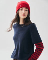 100% Cashmere Ribbed Cuffed Knit Beanie