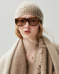 100% Cashmere Ribbed Knit Beanie