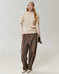 100% Cashmere Ribbed Mock Neck Sweater