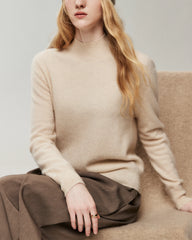 100% Cashmere Ribbed Mock Neck Sweater
