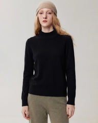100% Cashmere Ribbed Mock Neck Sweater