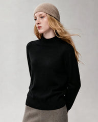 100% Cashmere Ribbed Mock Neck Sweater
