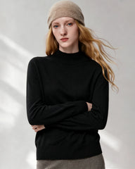 100% Cashmere Ribbed Mock Neck Sweater
