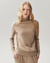 100% Cashmere Ribbed Mock Neck Sweater
