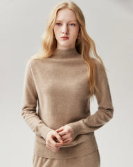 100% Cashmere Ribbed Mock Neck Sweater
