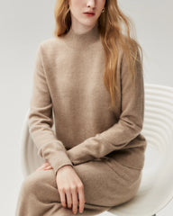 100% Cashmere Ribbed Mock Neck Sweater