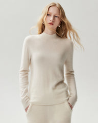 100% Cashmere Ribbed Mock Neck Sweater